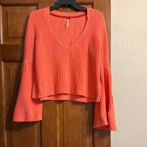 Vibrant Orange Knit Sweater Free People